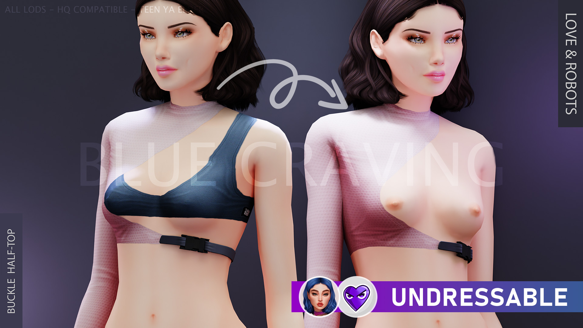 Blue Craving - Buckle Half Top